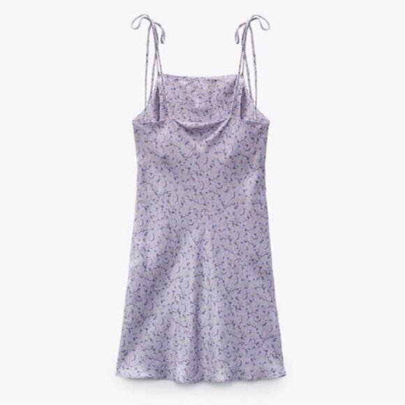 Zara Floral Satin Slip Mini Dress - Picture 6 of 10